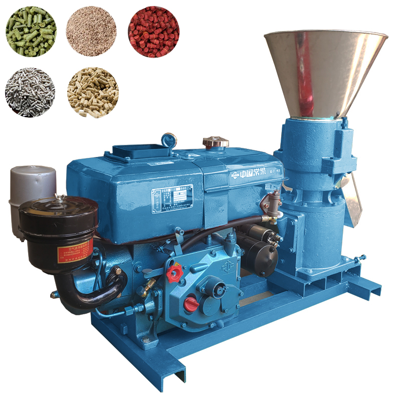 Poultry animal feed pellet making mill machine diesel engine power