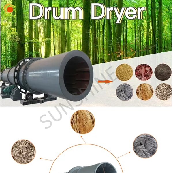 Sunshine Industrial Factory Supply Biomass Sawdust Pellet Drum Dryer