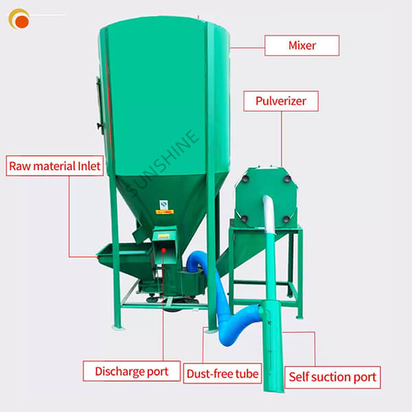 Domestic vertical feed mixer 1000kg