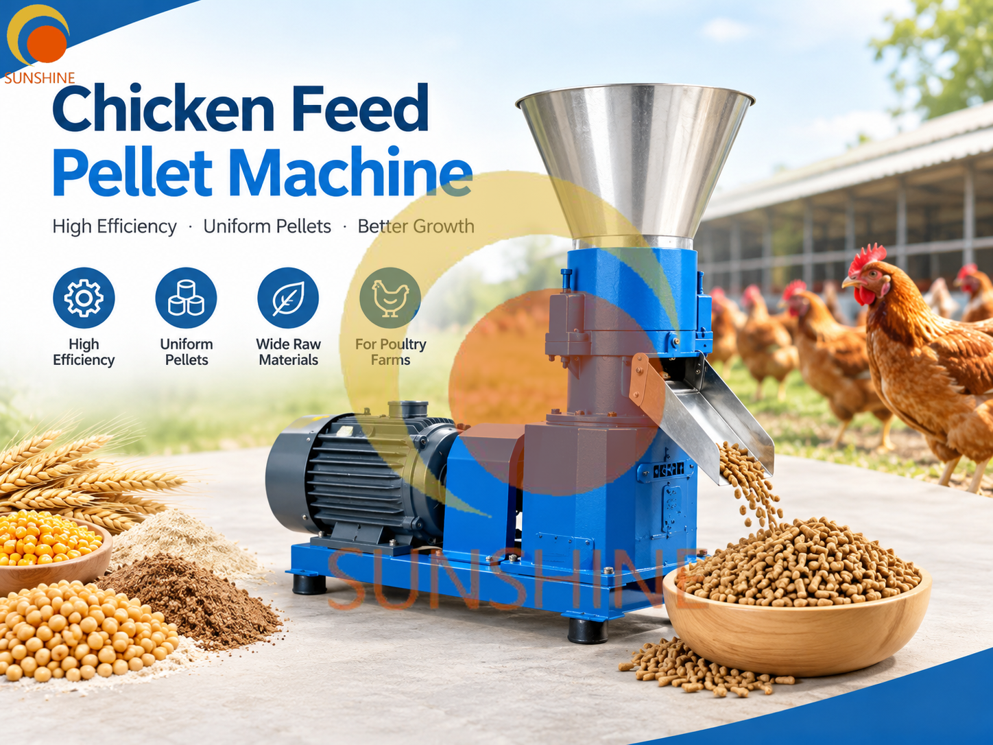 SUNSHINE Industrial Chicken Feed Pellet Machine | Poultry Feed Pellet Mill Manufacturer